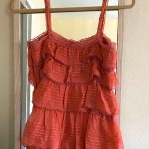 BCBG Mini Tiered Dress, 100% Silk with lace detail - Size 0